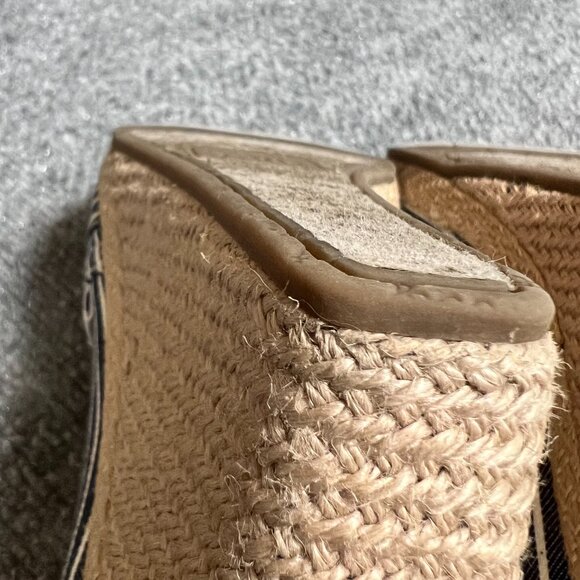 TOMS Peep Toe Navy Nautical Striped‎ Wedges with Box Size 6 - Picture 15 of 16